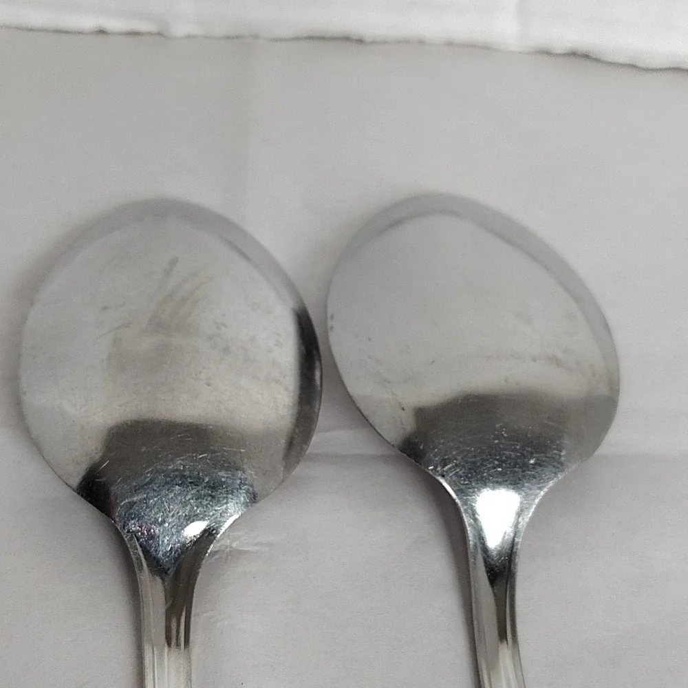 Ekco Kenilworth Stainless Serving Spoon & Fowerbud USA Lot Of 2 Glossy Flatware